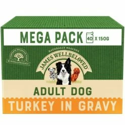 James Wellbeloved MEGA PACK Dog Pouches Turkey & Rice In Gravy 40 X 150g