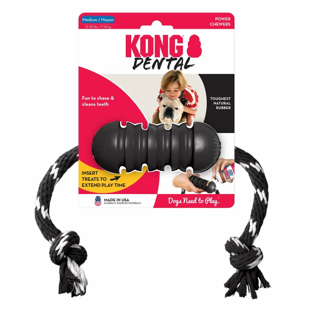 KONG Dental With Rope Extreme Rubber Dog Toy Tough Strong - Image 3