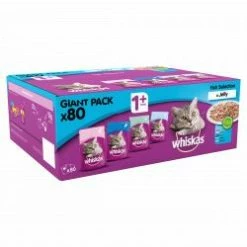 WHISKAS 1+ Cat Pouches Fish Selection In Jelly 80x100g
