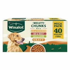 Winalot Wet Dog Food Pouch In Gravy Or Jelly 40pk Meaty Chunks Or Sunday Dinner